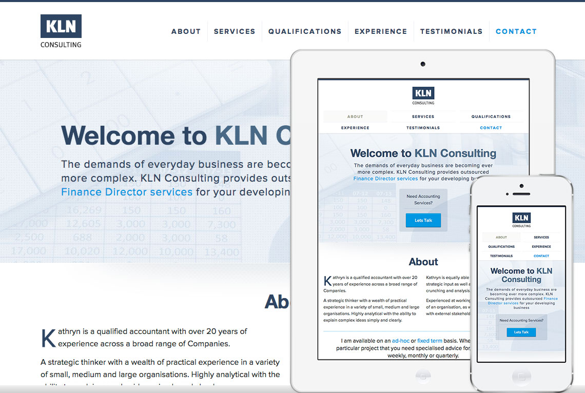 KLN Consulting Custom one page responsive web design - KLN Consulting