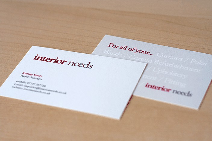 Interior Needs Interior Needs business card design