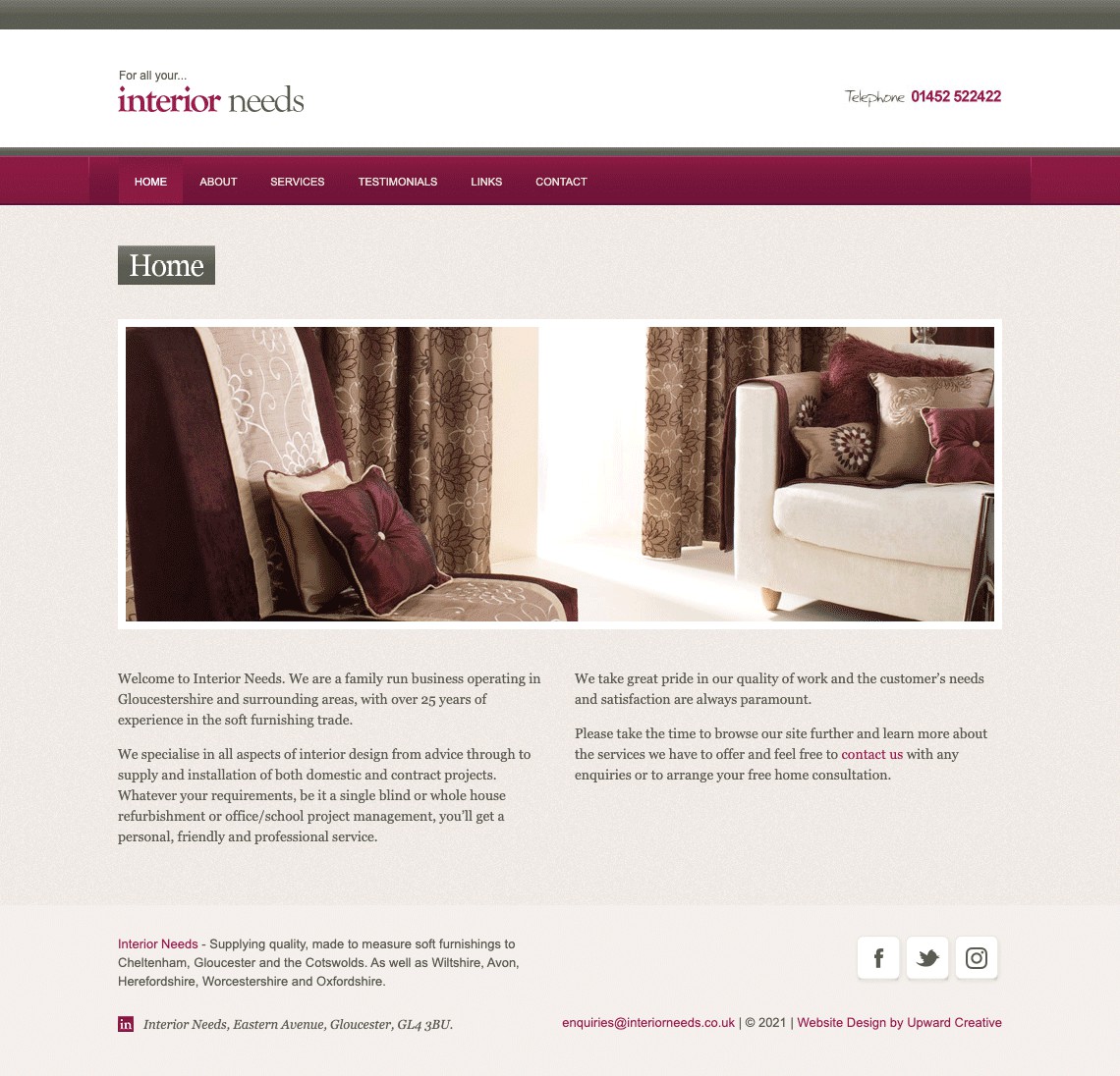 Interior Needs Interior Needs homepage website design
