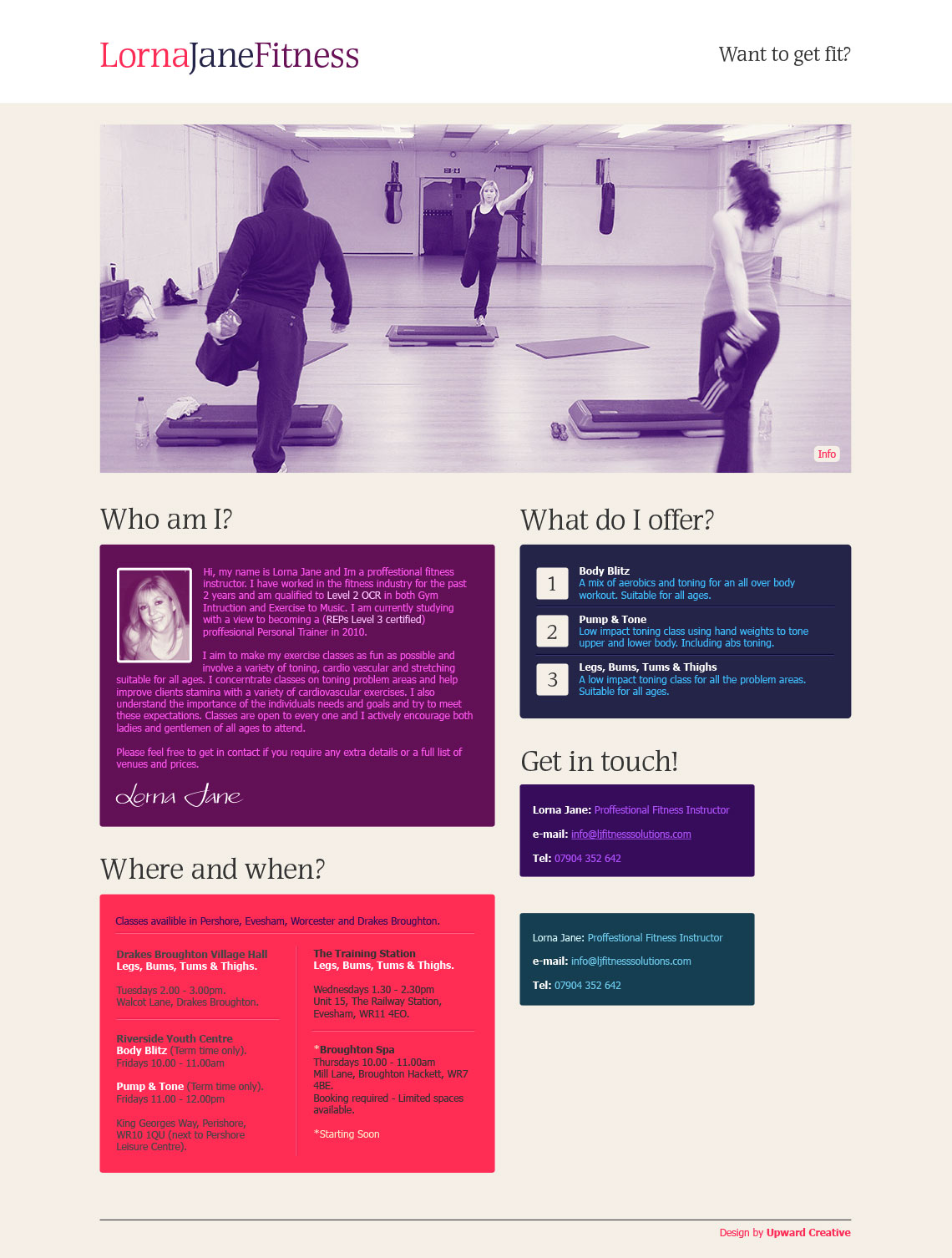Lorna Jane Fitness Lorna Jane Fitness single page website design