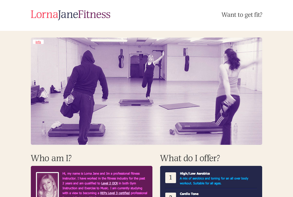 Lorna Jane Fitness Lorna Jane Fitness single page web design