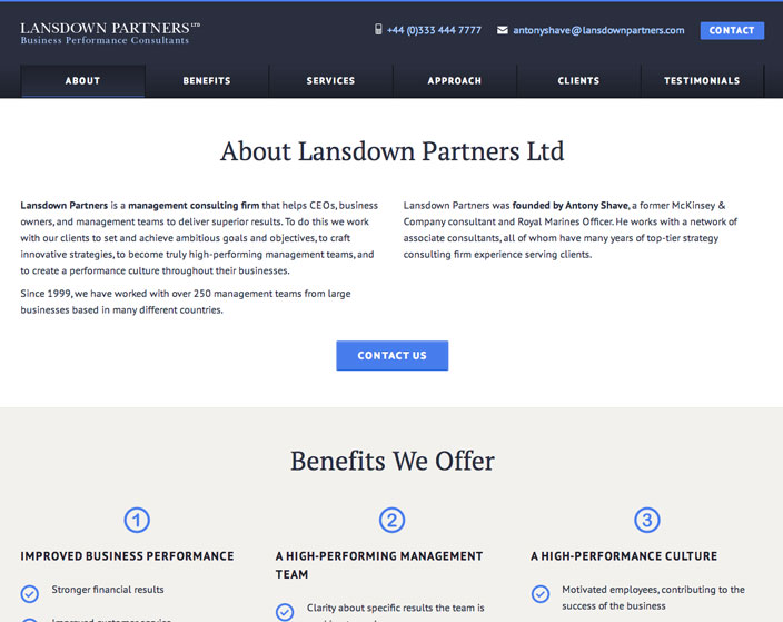 Lansdown Partners Lansdown Partners custom WordPress theme about page