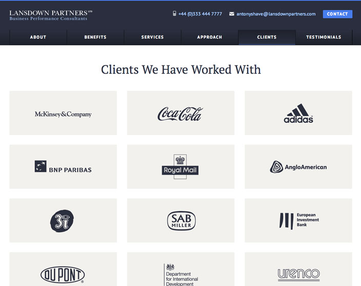 Lansdown Partners Lansdown Partners custom WordPress theme clients page