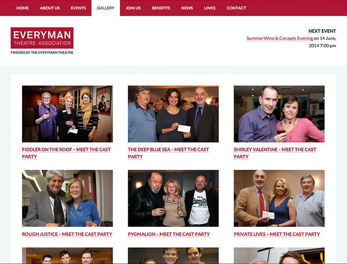 Everyman Theatre Association ETA gallery page WordPress website design