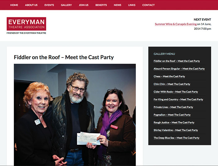 Everyman Theatre Association ETA gallery page WordPress website design