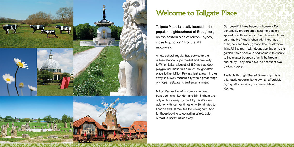 Guinness Homes Brochure design spread - Tollgate Place