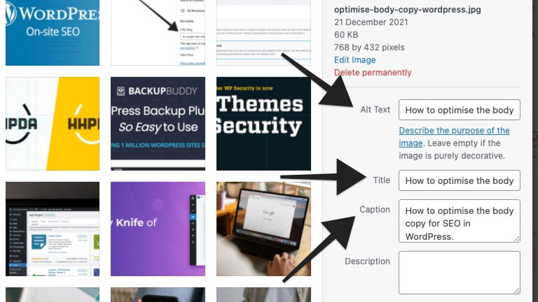Optimising the alt tag for SEO in WordPress