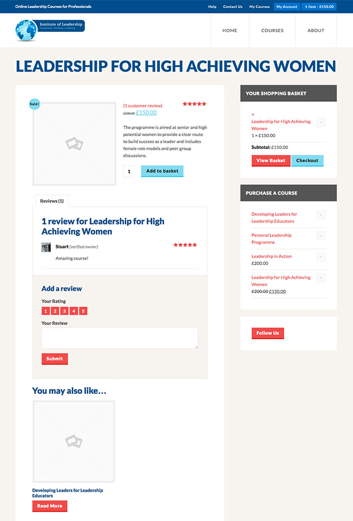 Institute of Leadership WordPress eCommerce website design