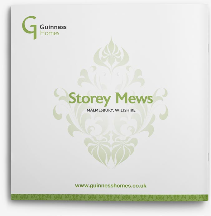 Guinness Homes Brochure design back for Guinness Homes Storey Mews
