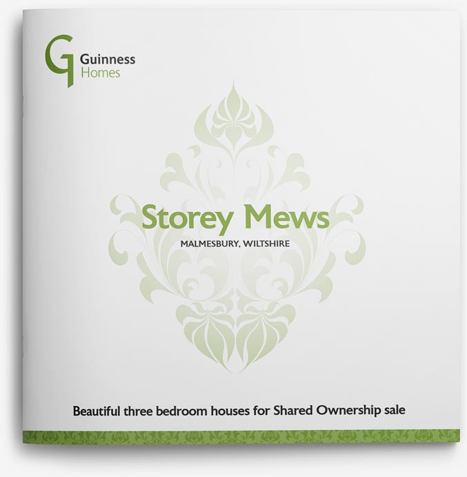 Guinness Homes Brochure design front for Guinness Homes Storey Mews
