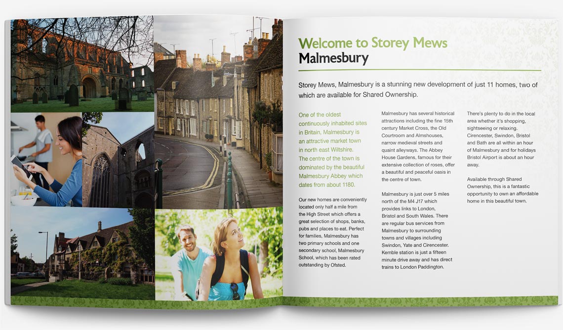 Guinness Homes Brochure design for Storey Mews page 2-3