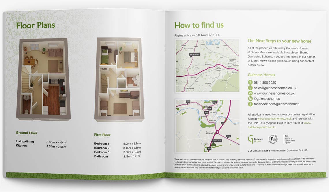 Guinness Homes Brochure design for Storey Mews page 6-7
