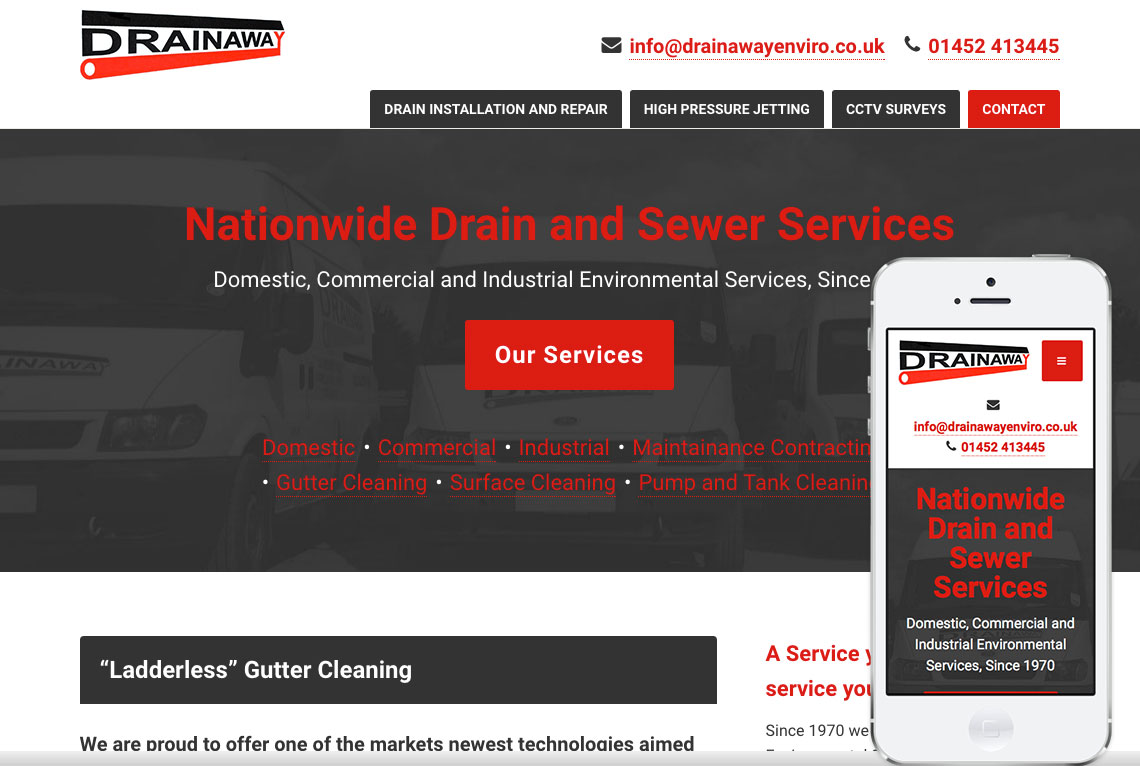 Drainaway Environmental Services Bespoke WordPress web design for Drainaway