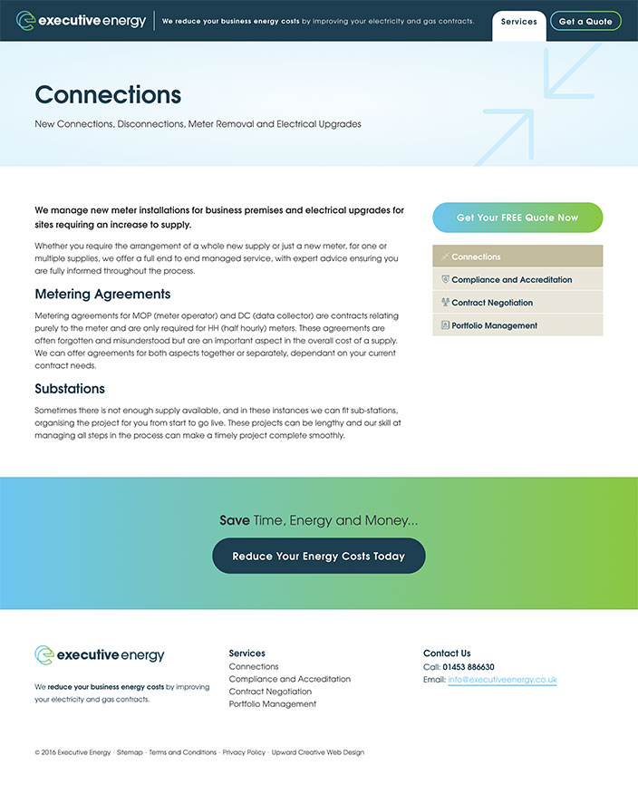 Executive Energy Executive Energy web design services page