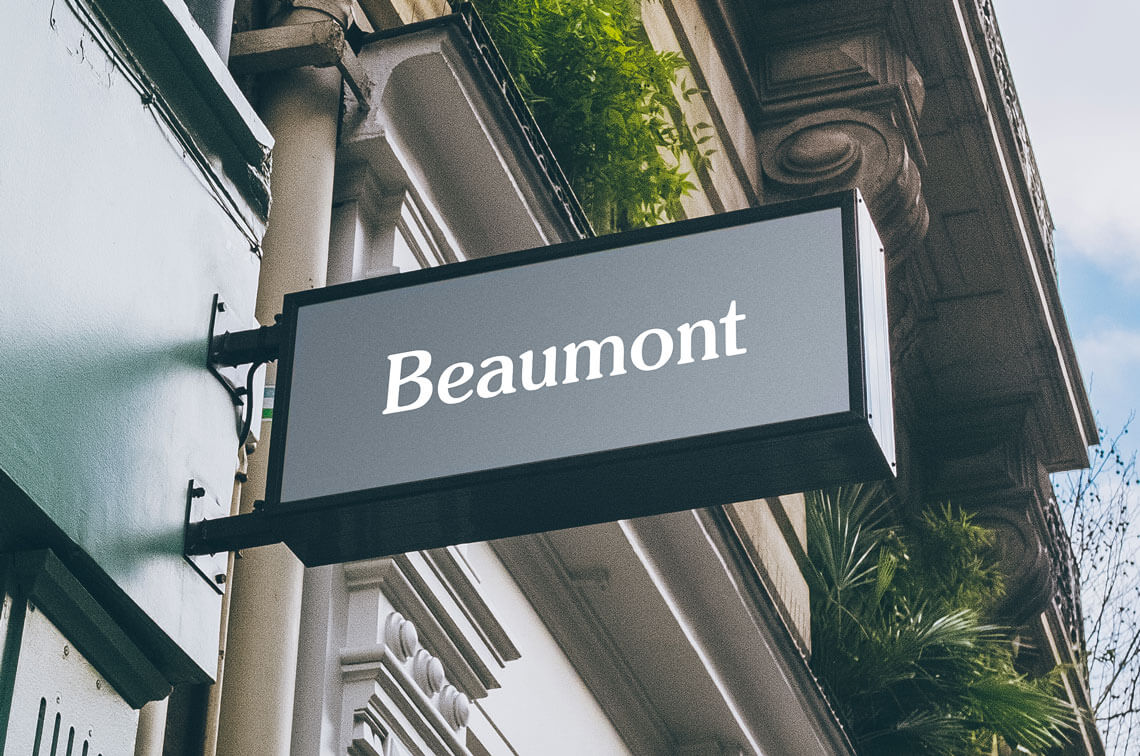 Beaumont Beaumont bespoke logo design on sign