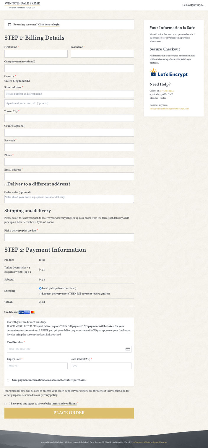 Winnothdale Prime Winnothdale Prime eCommerce website checkout page design