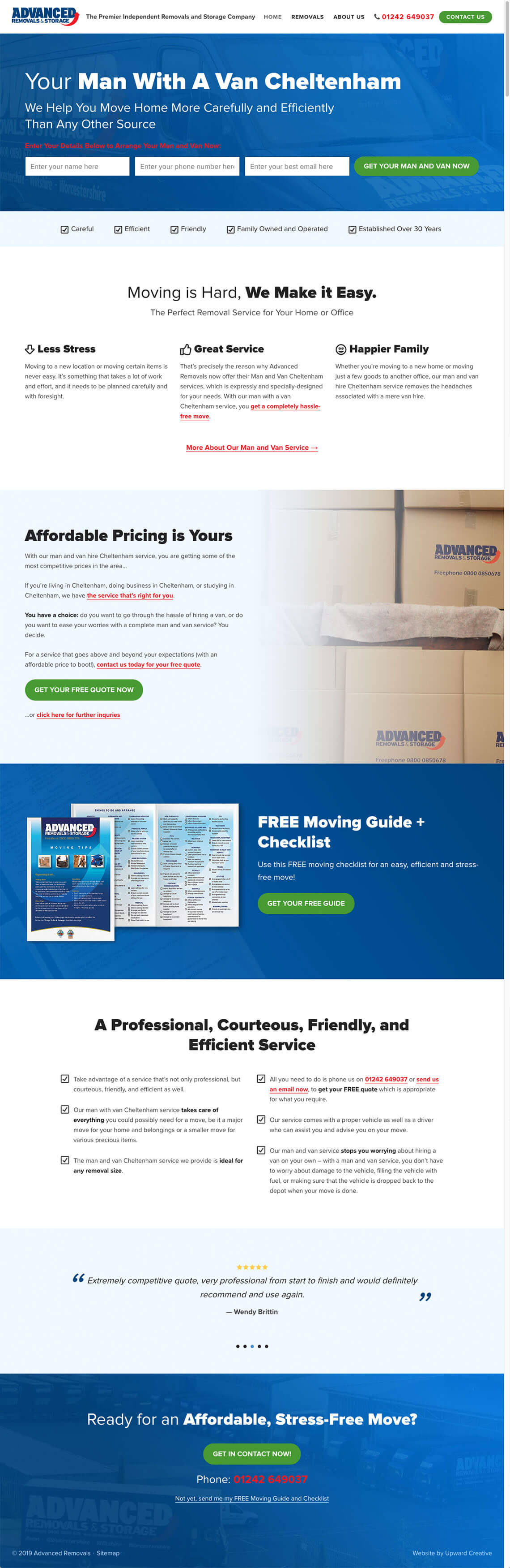 Advanced Removals Advanced Removals website homepage design